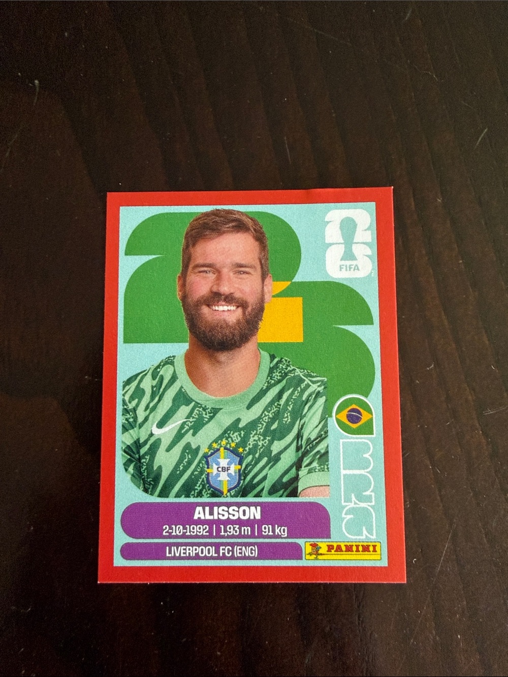 Red Border Panini Brazil Alisson